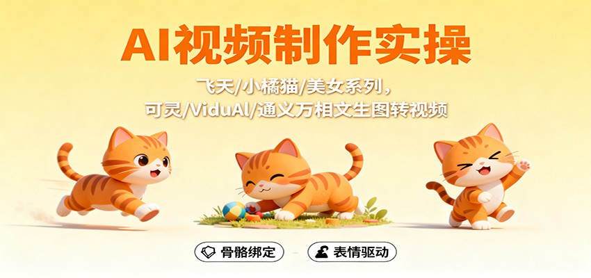 AI视频制作实操,飞天/小橘猫/美女系列,可灵/ViduAl/通义万相文生图转视频-发财树